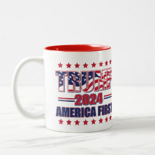 Trump 2024 - Amerika zuerst Zweifarbige Tasse
