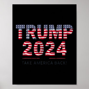 Trump 2024: Amerika zurück auf US-Fahne am 4. Juli Poster