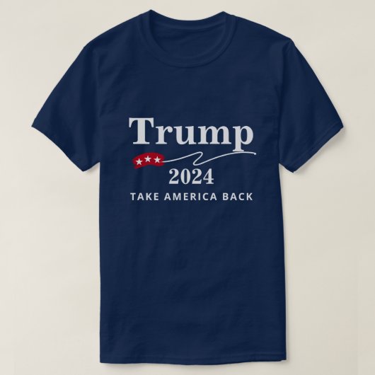Trump 2024: Amerika zurück in Rot, Weiß und Blau T-Shirt (Design vorne)