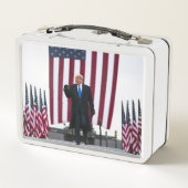 Trump 2024: Amerika zurück Metall Brotdose (Rückseite)