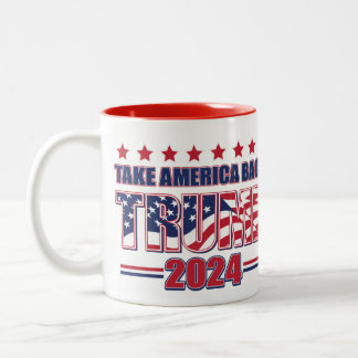 Trump 2024: Amerika zurück Zweifarbige Tasse