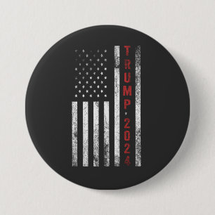 Trump 2024 Amerikanische Flagge Abgenutzt Vintage Button