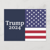 Trump 2024 Amerikanische Flagge auf blau Postkarte (Vorderseite)