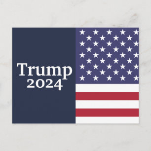 Trump 2024 Amerikanische Flagge auf blau Postkarte