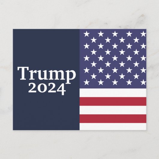 Trump 2024 Amerikanische Flagge auf blau Postkarte (Vorderseite)