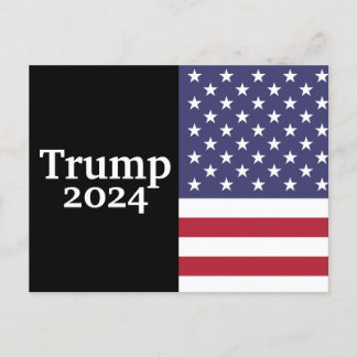 Trump 2024 Amerikanische Flagge auf schwarz Postkarte