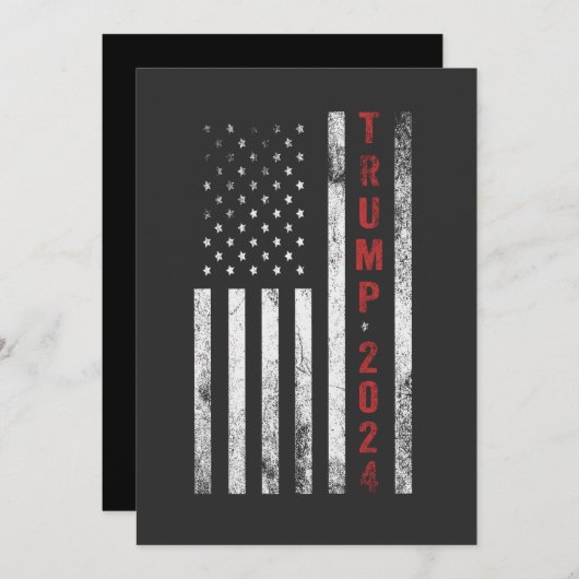 Trump 2024 Amerikanische Flagge beängstigend Vinta Einladung (Vorne/Hinten)