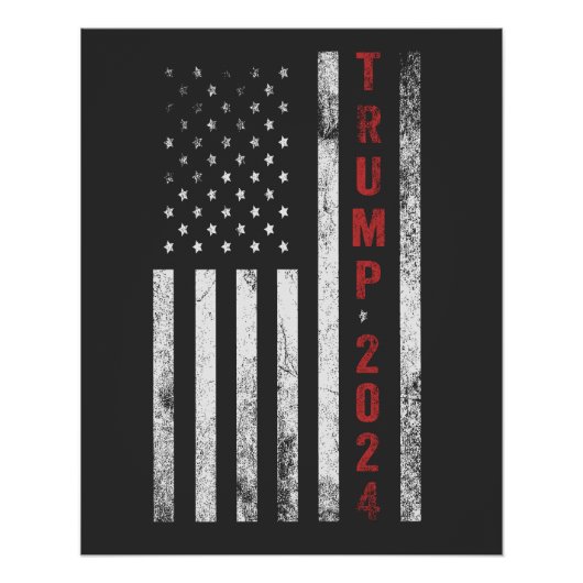 Trump 2024 Amerikanische Flagge beängstigend Vinta Poster (Vorderseite)