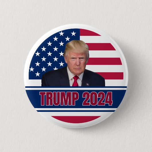 Trump 2024 Amerikanische Flagge Button (Vorderseite)