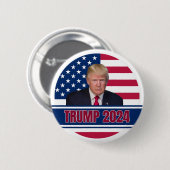 Trump 2024 Amerikanische Flagge Button (Vorne & Hinten)
