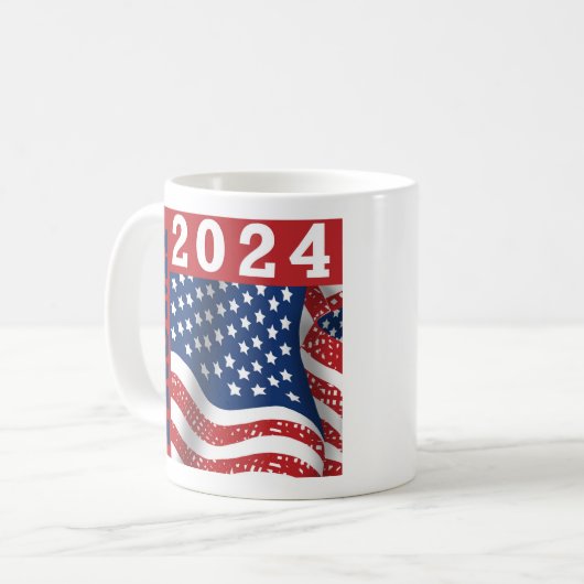 Trump 2024 Amerikanische Flagge Kaffeetasse (Vorderseite Links)