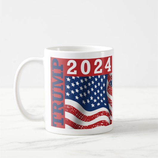 Trump 2024 Amerikanische Flagge Kaffeetasse (Links)