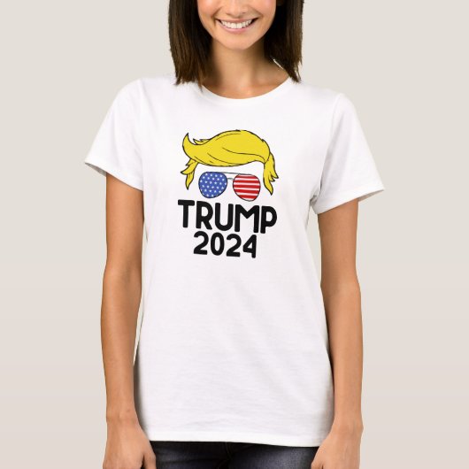 Trump 2024 Amerikanische Flagge T-Shirt (Vorderseite)