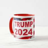 Trump 2024 Amerikanische Flagge Tasse (Vorderseite Links)