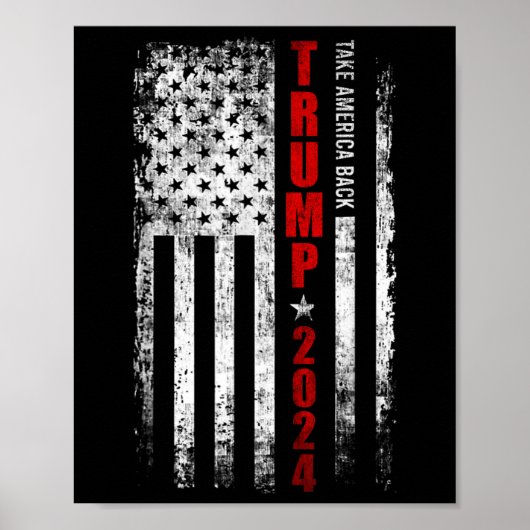 Trump 2024: Amerikas Flag-Patriot zurücknehmen Poster (Vorne)