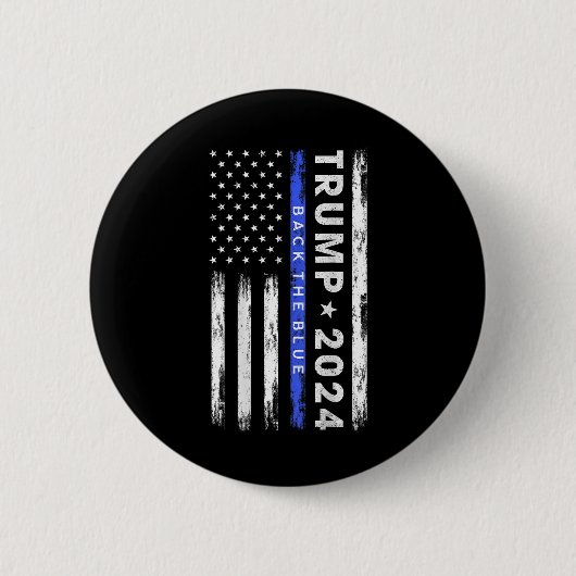 Trump 2024 Back The Blue Thin Blue Line American F Button (Vorderseite)