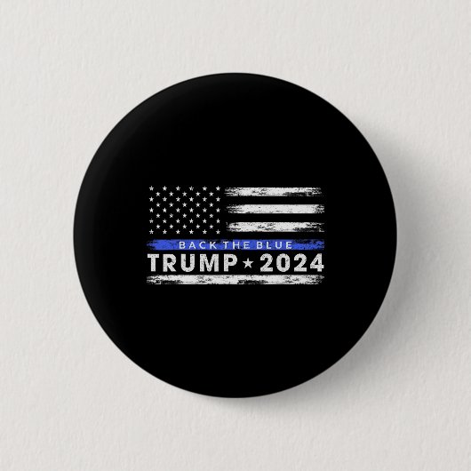 Trump 2024 Back The Blue Thin Blue Line American F Button (Vorderseite)