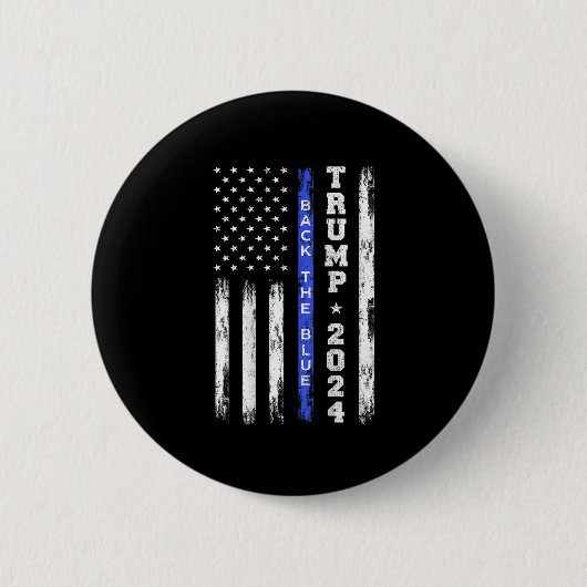Trump 2024 Back The Blue Thin Blue Line American F Button (Vorderseite)