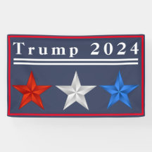 Trump 2024 - Banner aus Rot, Weiß und Blau