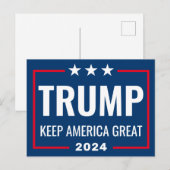 Trump 2024 Behielt Amerika groß - blau rot Postkarte (Vorne/Hinten)