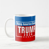 Trump 2024 Behielt Amerika mit großen Sternen Kaffeetasse (Links)