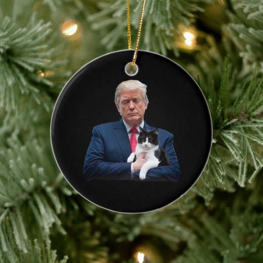 Trump 2024 Cat MAGA Funny Trump Cat Keramik Ornament (Baum)