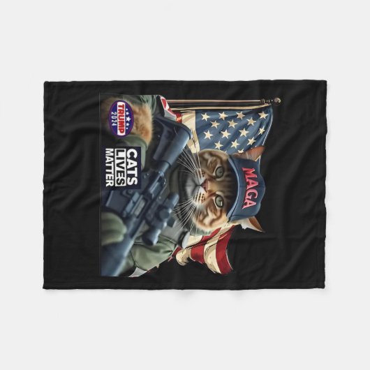 Trump 2024 Cats Lives-Problem Fleecedecke (Vorderseite (Horizontal))