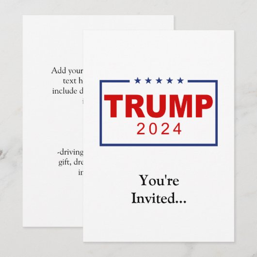 Trump 2024 Classic Rectangle-Logo Einladung (Vorne/Hinten)