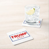 Trump 2024 Classic Rectangle-Logo Rechteckiger Pappuntersetzer (Vor Ort)