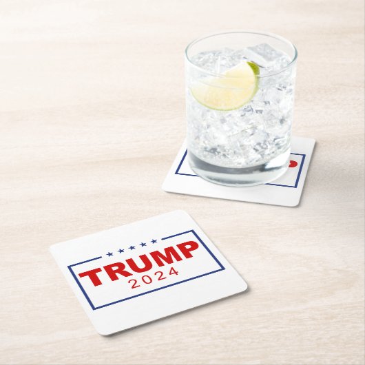 Trump 2024 Classic Rectangle-Logo Rechteckiger Pappuntersetzer (Vor Ort)