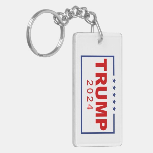 Trump 2024 Classic Rectangle-Logo Schlüsselanhänger (Vorderseite links)