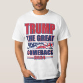 Trump 2024 Das große amerikanische Comeback T-Shirt (Vorderseite)