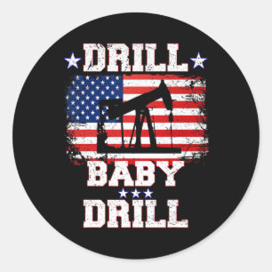 Trump 2024 Drill By5  Runder Aufkleber