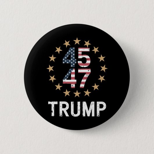 Trump 2024 Flag Amerika zurück 45 47 Button (Vorderseite)
