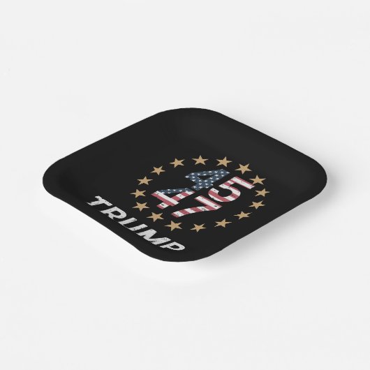 Trump 2024 Flag Amerika zurück 45 47 Pappteller (Gewinkelt)