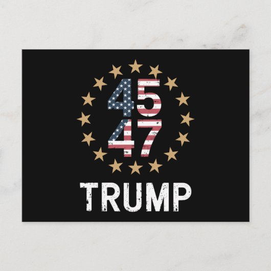 Trump 2024 Flag Amerika zurück 45 47 Postkarte (Vorderseite)