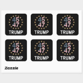 Trump 2024 Flag Amerika zurück 45 47 Quadratischer Aufkleber (Blatt)