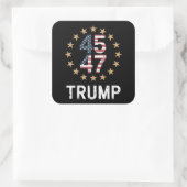 Trump 2024 Flag Amerika zurück 45 47 Quadratischer Aufkleber (Tasche)