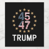 Trump 2024 Flag Amerika zurück 45 47 Weinetikett (Einzelnes Label)