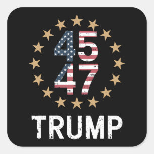 Trump 2024 Flag Amerika zurückerobern Trump 45 47  Quadratischer Aufkleber