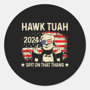 Trump 2024 Flag Funny Hawk Tush Middle Finger 24 V Runder Aufkleber
