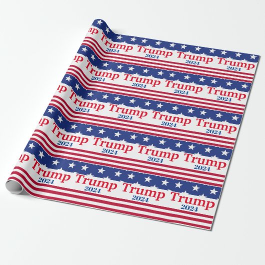 Trump 2024 Flag Patriotic Wrapping Paper Geschenkpapier (Ungerollt)