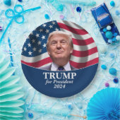 Trump 2024 - Foto mit amerikanischer Flagge Pappteller (Party)