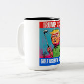 TRUMP 2024 GOLF HAT FRÜHER GEFUNDEN ZWEIFARBIGE TASSE (Vorderseite Links)