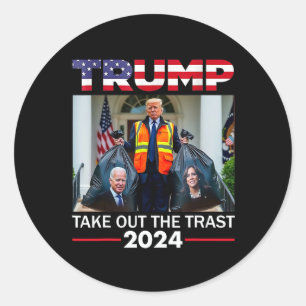 Trump 2024 holt den Mülleimer Trump-Garbyge aus Runder Aufkleber