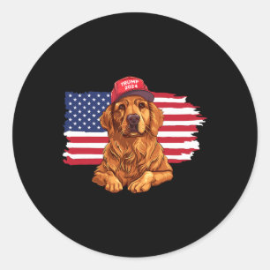 Trump 2024 Hunde Hunde Golden Retriever Donald Tru Runder Aufkleber