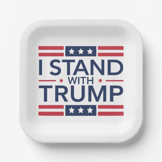 Trump 2024 Ich stehe mit Trump hinter dem Unterstü Pappteller (Vorderseite)