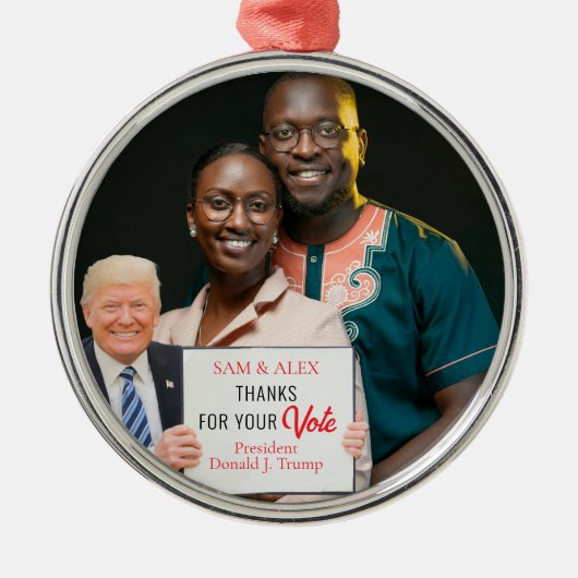 Trump 2024 Ihr Personalisiertes Foto Weihnachten Ornament Aus Metall (Vorne)