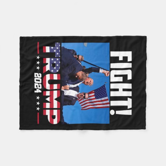 Trump 2024 Kampf Fist Kundgebung Trump Kundgebung Fleecedecke (Vorderseite (Horizontal))