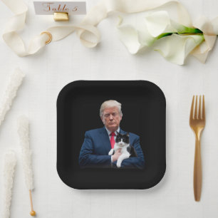 Trump 2024 Katze MAGA Lustige Trump Katze Pappteller